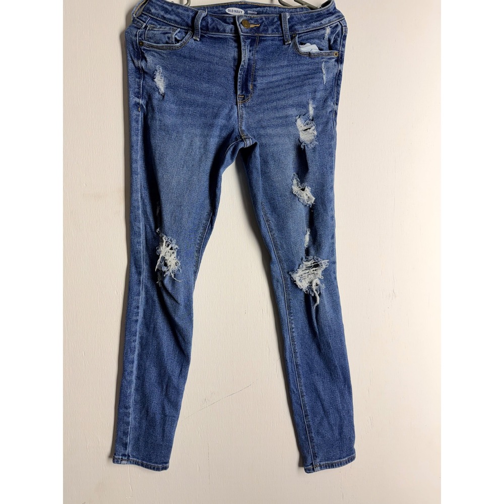 Old Navy Rockstar Super Skinny Distressed Jeans Medium Wash Blue Denim Size 4